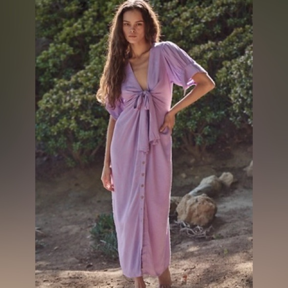 ⚡️ FREE PEOPLE Vintage Summer Midi Dress in Luxe Lilac Purple • Size Small
